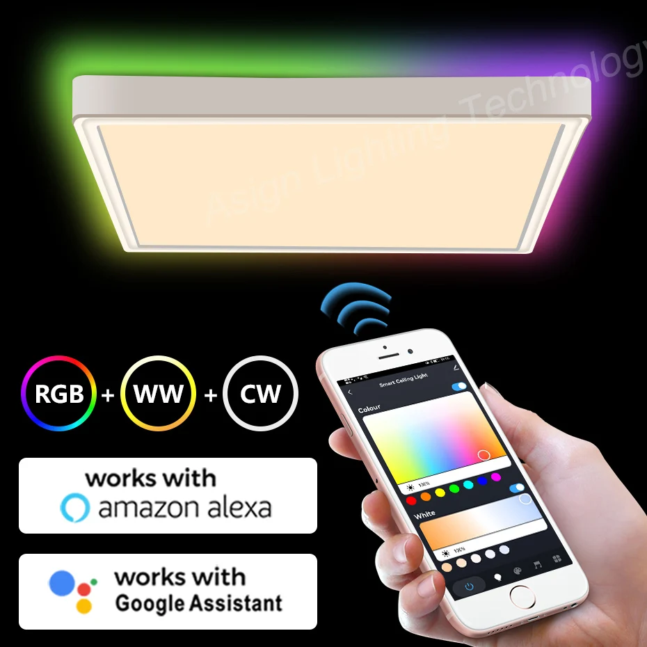 

Modern LED Ceiling Light 40W 110V 220V Tuya WiFi Smart Ceiling Lamp Dimmable RGB+WW+CW Voice Control Work with Alexa Google Home