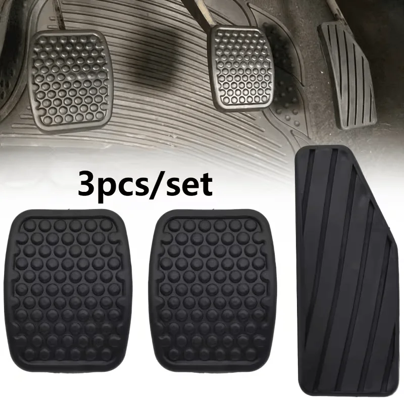 3Pcs Universal Car Brake Accelerator Pedal Pad Set, Anti-Slip Durable Rubber Covers Fits Most Vehicles