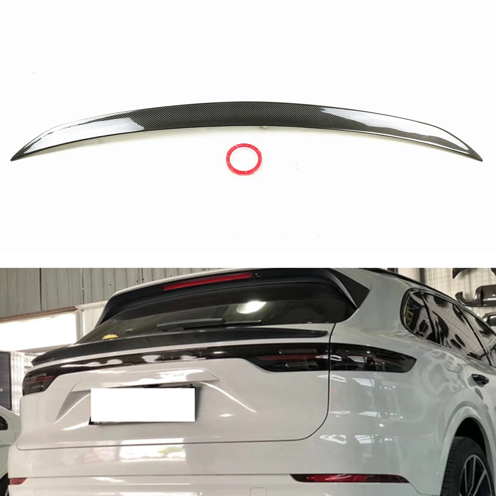 

Rear Trunk Middle Spoiler Wing For Porsche Cayenne Coupe Turbo 2018-2022 Real Carbon Fiber Car Tail Gate Center Lip Splitter