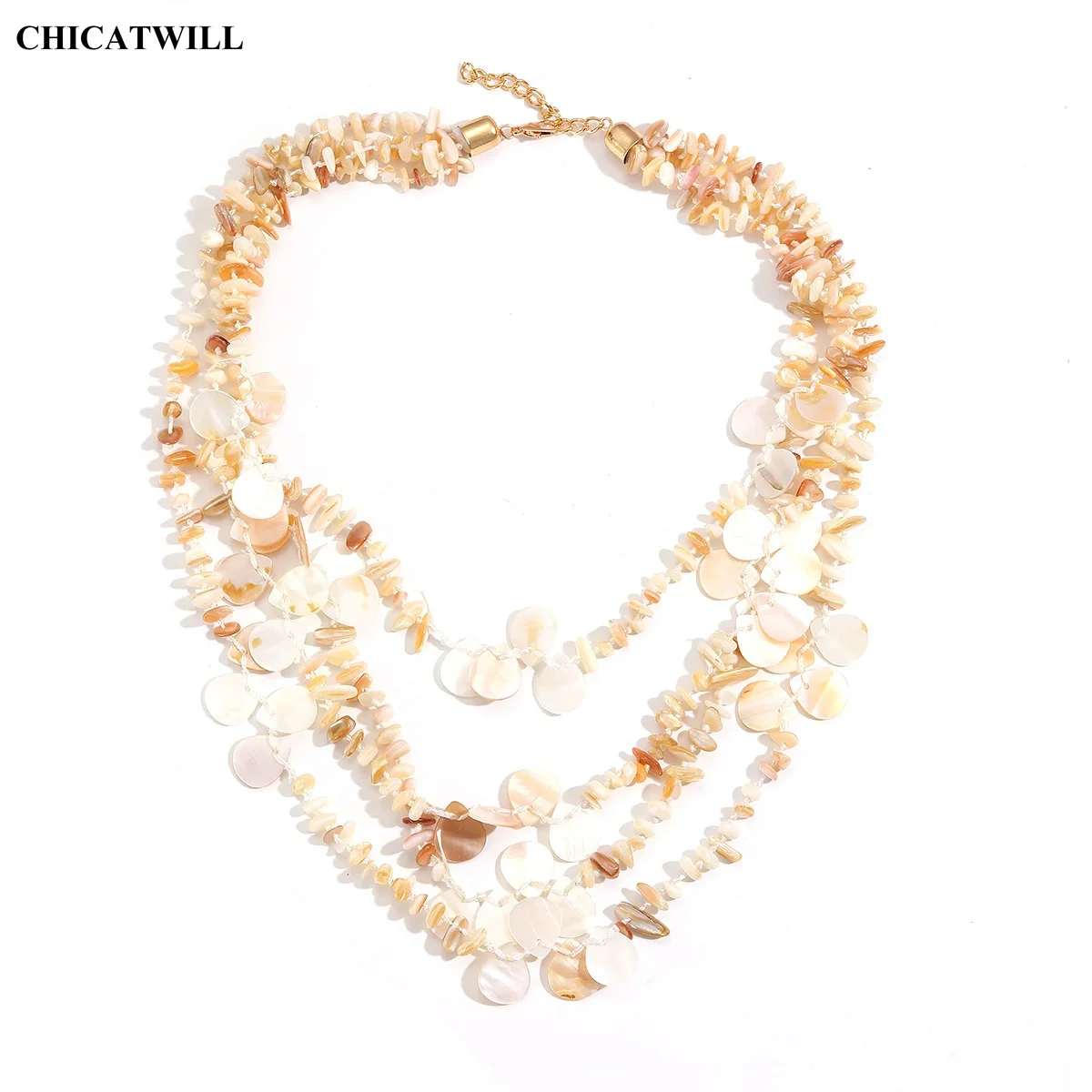 

CHICATWILL Handmade Trendy Pearl Shell Women Chokers Elegant Ladies Chain Irregular Beads Necklace Fashsion Body Chains Beach