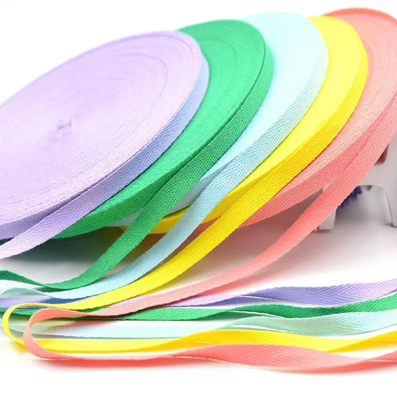 Buntes 10 mm Chevron-Baumwollband, 1 cm Gurtband, Knochenbindungsband, Spitzenbesatz zum Verpacken von DIY-Näh-, Stoff- und Bastelzubehör