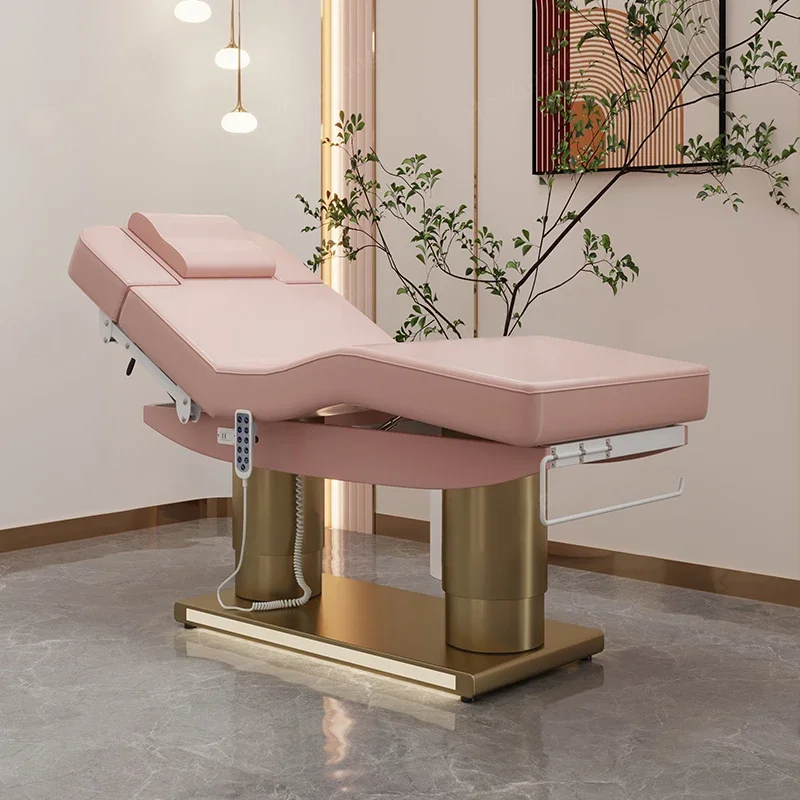 AA Electric beauty eyelash picking ear pattern embroidery electric lifting massage table high-end latex ambient light