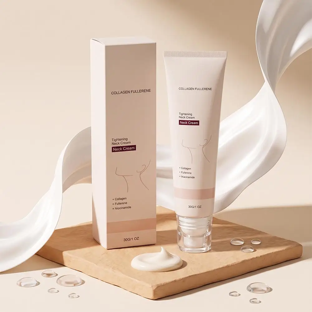 Collagen Fullerene Neck Cream,Firming Lifting Skin Reduce Neck Fine Lines Eliminate Double Chin Nourish Neck Care Cream Roll On