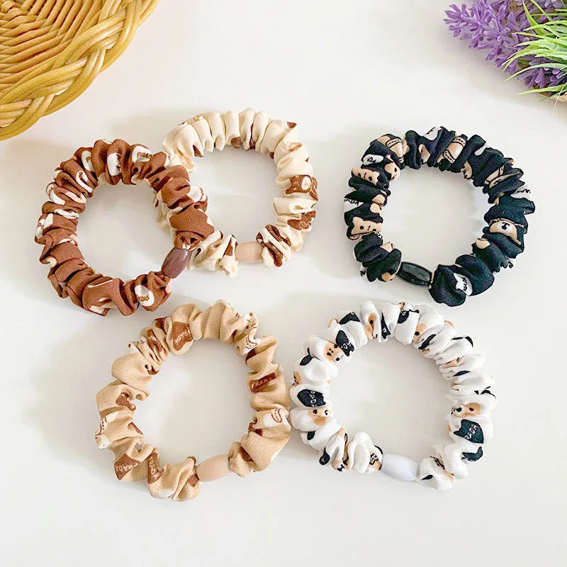Korean Version Multicolor Girls Teddy Bear Hair Loop Rope Cute Sweet Simple comfortable Versatile High Elastic Hair Accessory