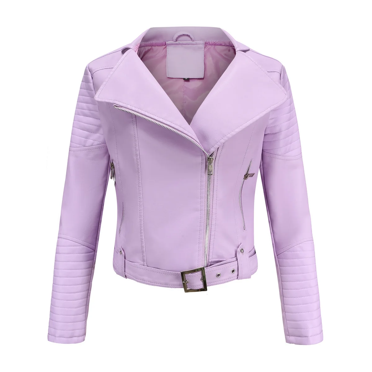 Ropa negra de alta calidad, abrigo de cuero, chaqueta de cuero para mujer de primavera, ropa ajustada para motocicleta, chaquetas y abrigos de moda con cremallera