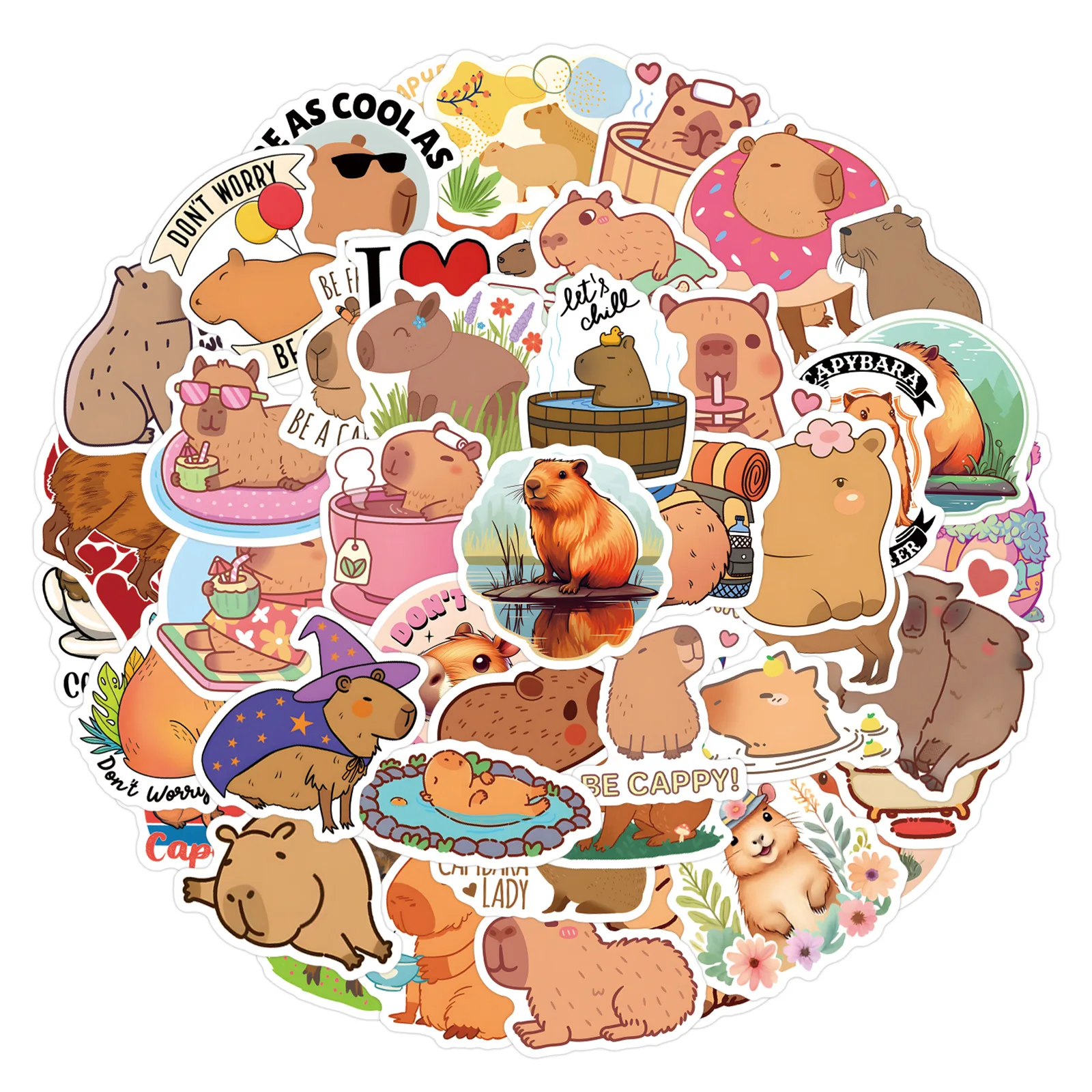 

60PCS Capybara Stickers Graffiti Stickers DIY Diary Phone Case Handmade Scrapbook Aesthetic Stickers