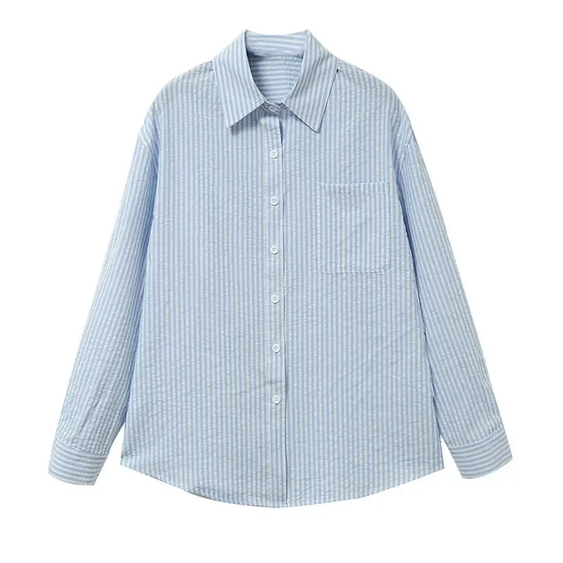 Shirts Women Striped Sun-proof Minimalist Turn-down Collar Casual All-match Boyfriend Ins Single Breasted Tops Streetwear Newest