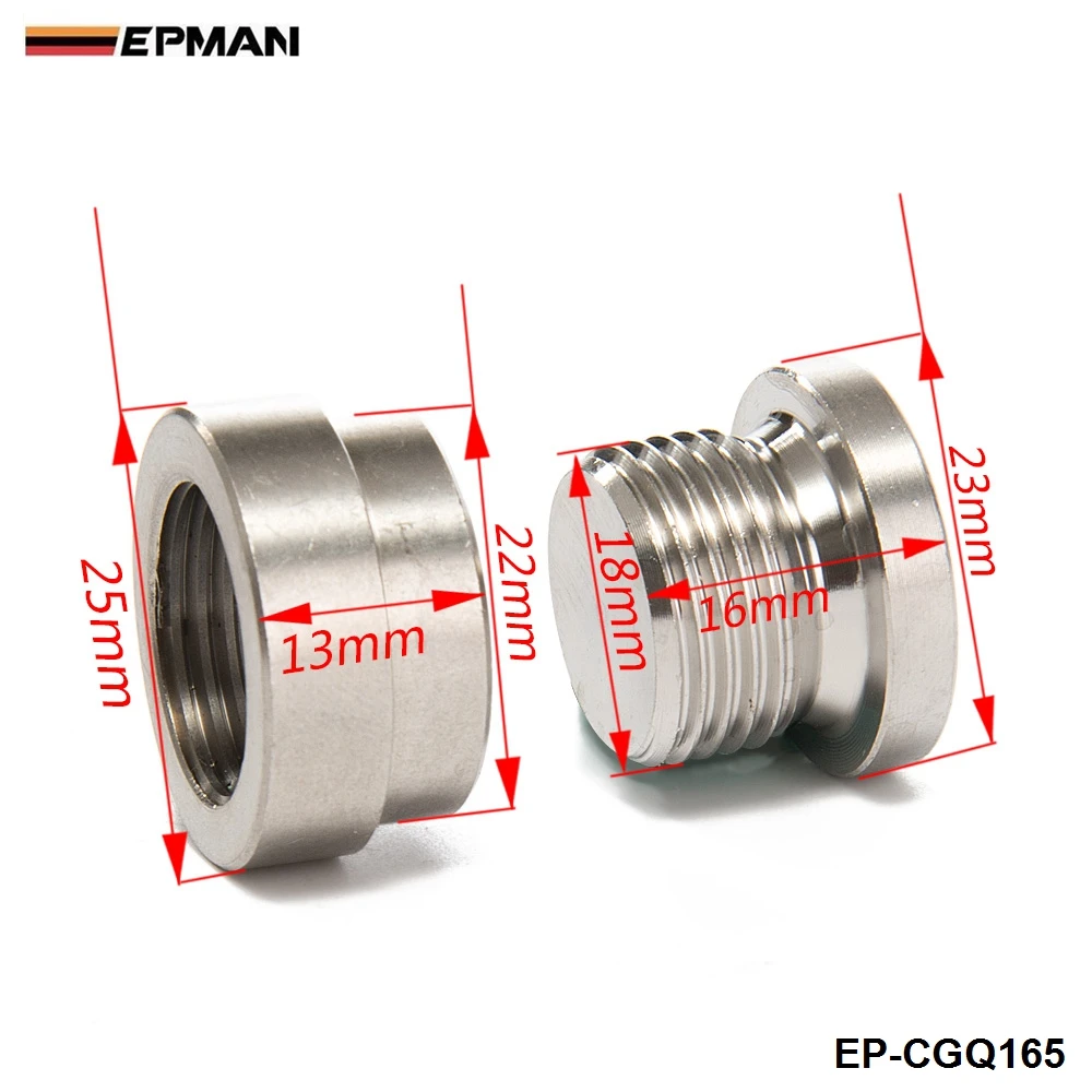 EPMAN Universal O2 Sensor Stepped Mounting Boss (1Bungs/1Plugs) M18X1.5 Fits For American Cars EP-CGQ165