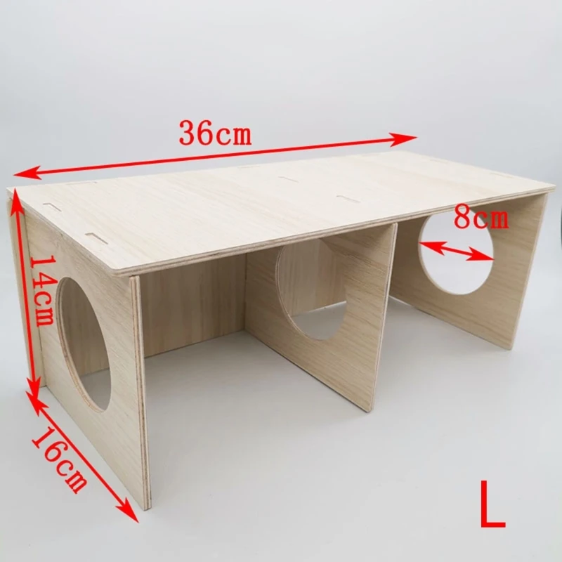 Escondite de madera para hámster, casa pequeña de madera maciza, nido de descanso para hámster, oso de seda dorado, suministros de juguete para