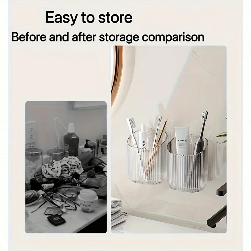 1pc Wand-Montiert Organizer Tasse Multi-Funktionale Bad Küche Lagerung Zahnbürste Halter Platzsparende Bad Zubehör – Detail 7