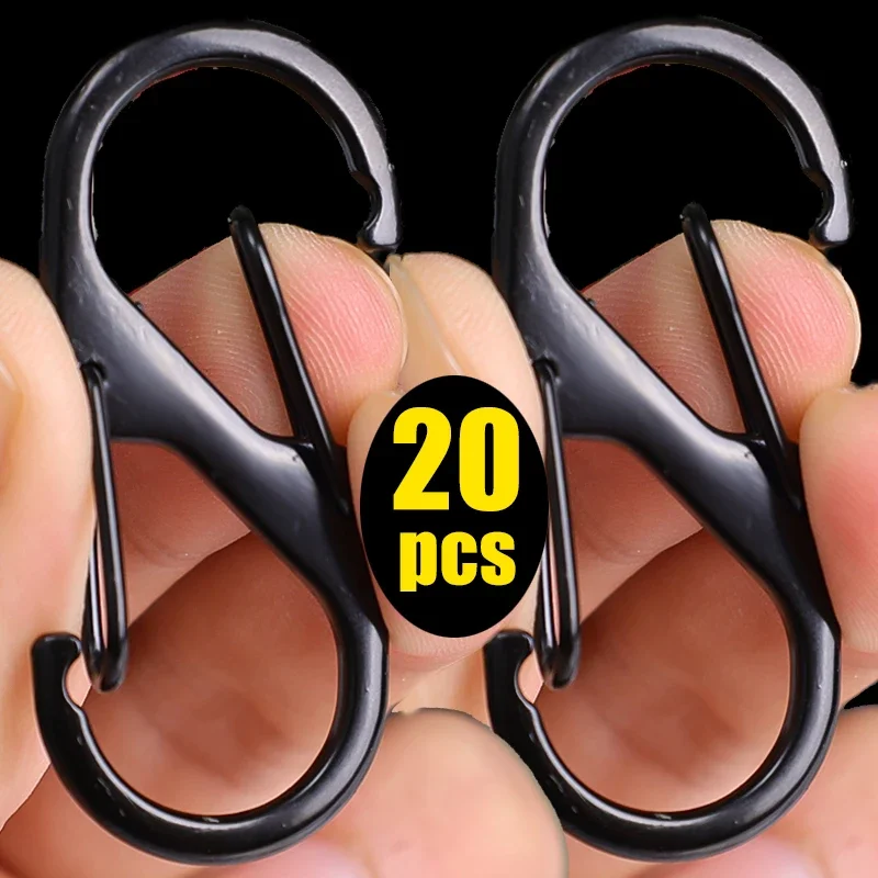 20PCS S Double Spring Hook Keychain Clasp Outdoor Carabiner Backpack Camping Fishing Buckles Baby Stroller Hooks Clip Keychains