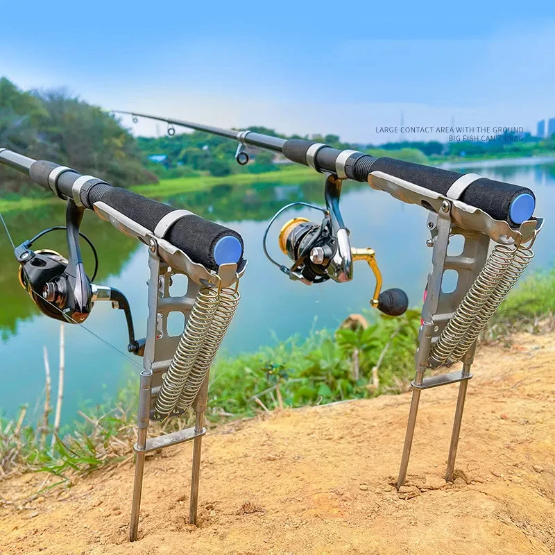 1Pc Stainless Steel Outdoor Fishing Auto Sea Rod Holder Auto Automatic Ground Plug Lifter Rod Sea Stand Spring Rod Accessories