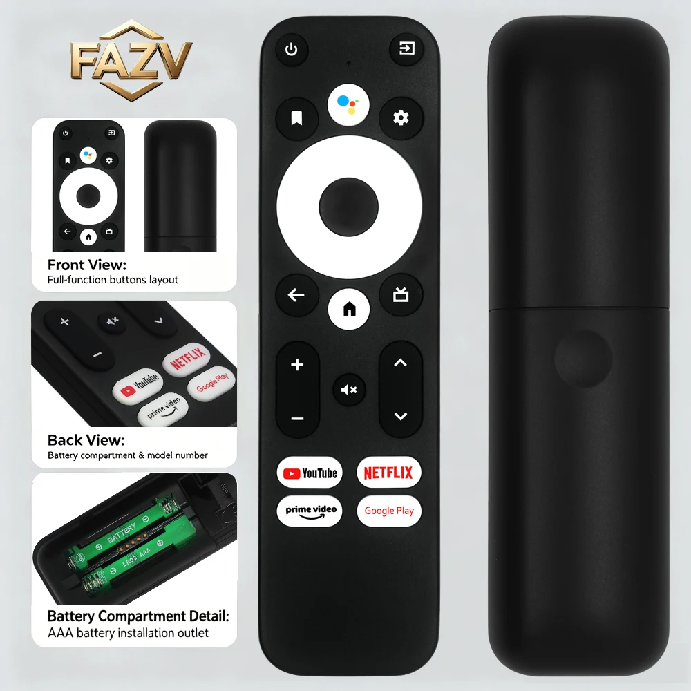 Control Remoto por Voz FAZV para Reproductor de Streaming Android 4K HDR Mecool KM2 KM2+ KM7+ KD3 TV Stick