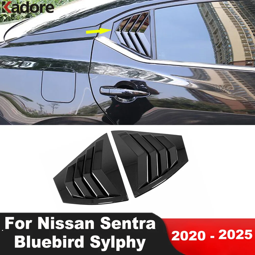 

Rear Window Louver Shutter Cover Trim For Nissan Sentra Bluebird Sylphy 2020-2022 2023 2024 2025 Carbon Fiber Car Accessories