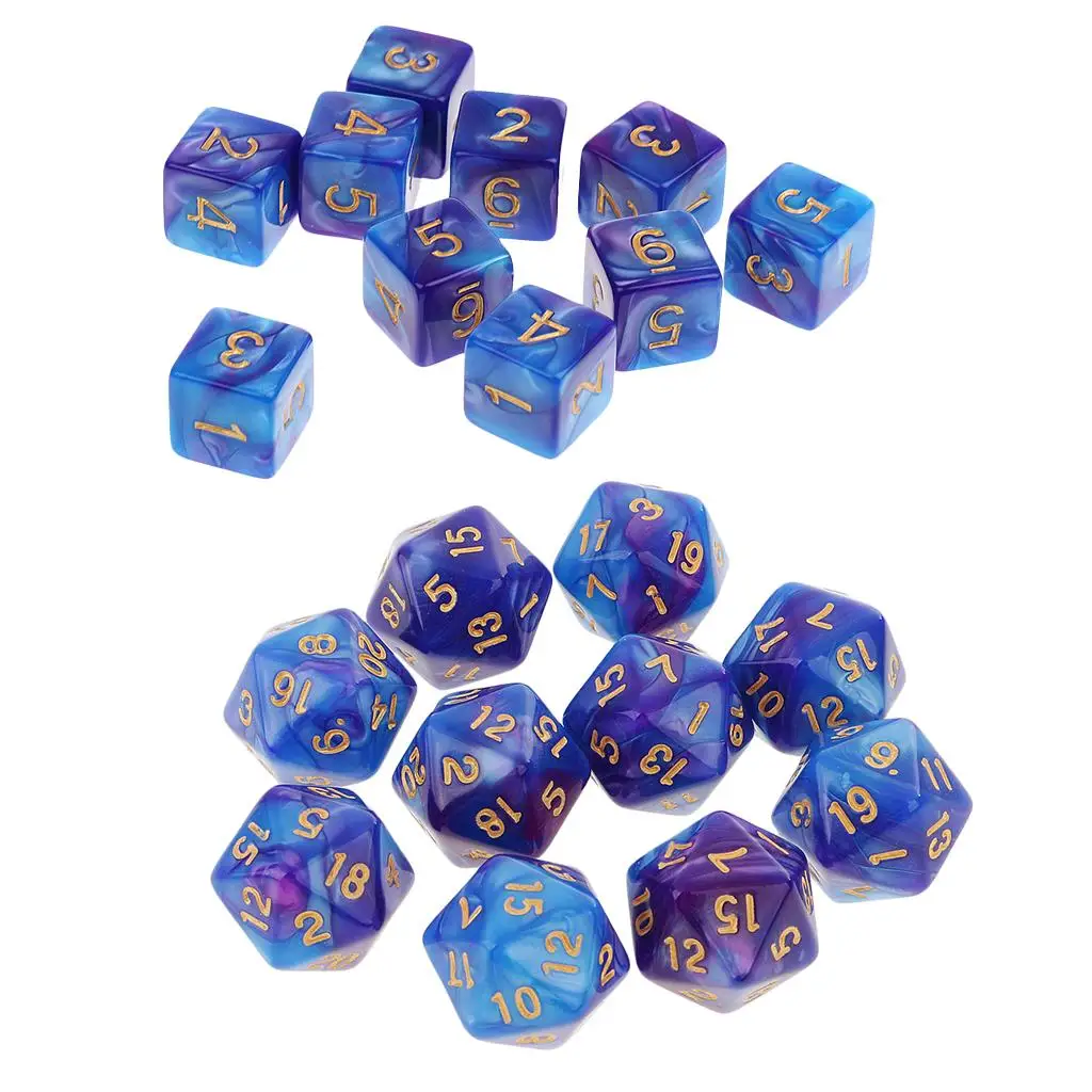 20PCS 20 Sided Dice /D6 Polyhedral Dice for Dungeons and Dragons Table Game