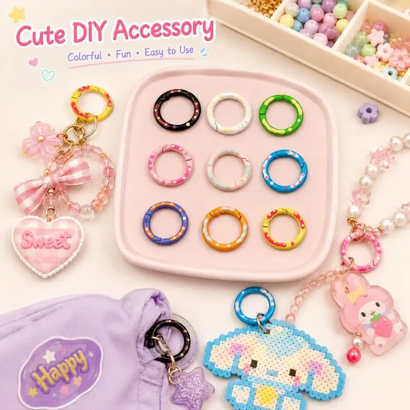 10 Stück/Packung Bunte Schlüsselanhänger-Knopf-Federhaken Schlüsselringe Clip-Haken Verbindungsringe für Schmuck Armband DIY – Detail 6