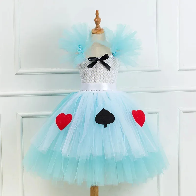 Bebé niña princesa Alicia Cosplay en el país de las Maravillas dibujos animados reina corazón tutú vestido fiesta de cumpleaños disfraz de Halloween niños NM34