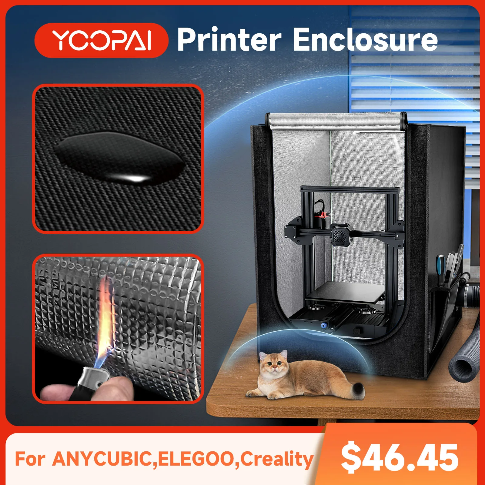 Obudowa YOOPAI Creality Ender do drukarki 3D Ender 3 V3 SE/KE/Ender 3/3 Pro ognioodporna pyłoszczelna duży rozmiar 25,6 × 21,6 × 29,5”