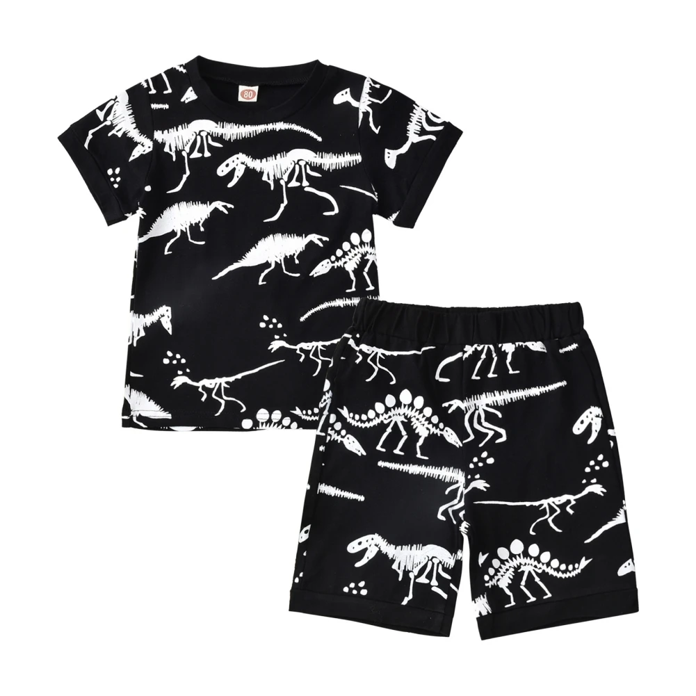 

Baywell Summer Cartoon Boys' Dinosaur Short-sleeved Shorts Set Casaul Suit Boys Clothes Set