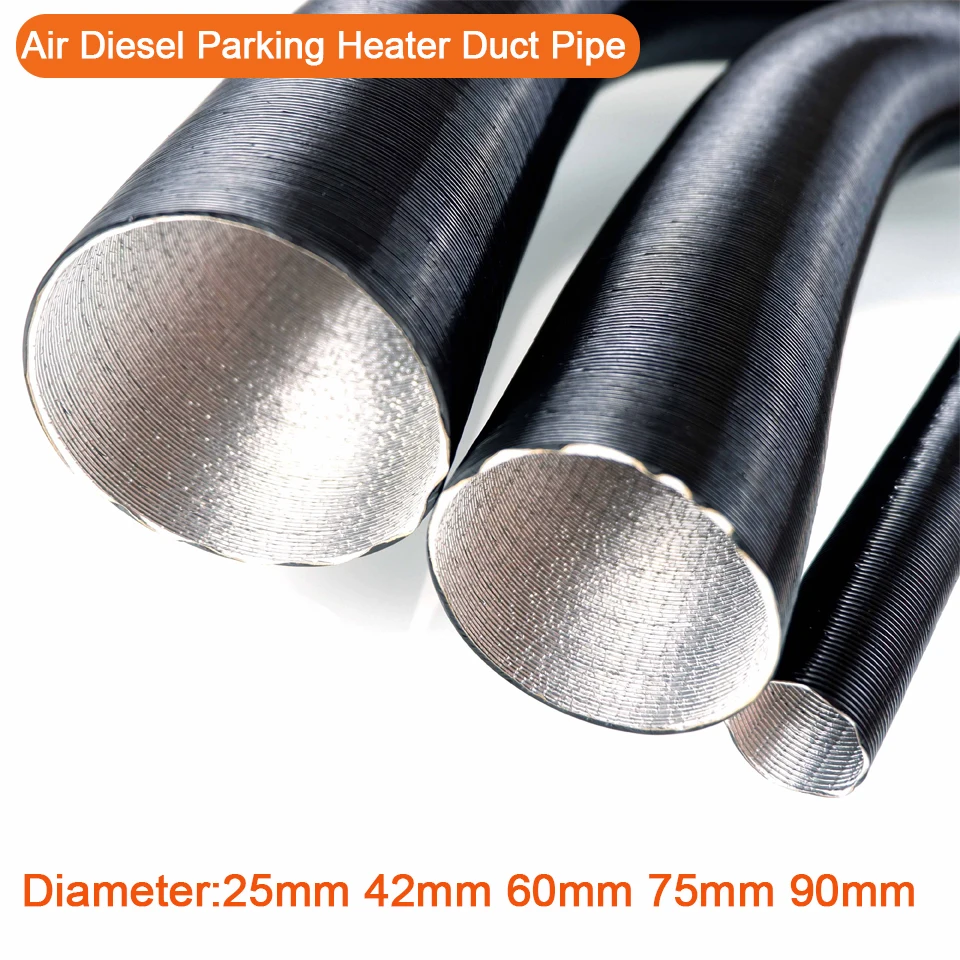 Air Diesel Heater Duct Pipe 25mm 42mm 50mm 60mm 75mm Diameter 100-300cm Length Tube Hose For Webasto Eberspacher Camper