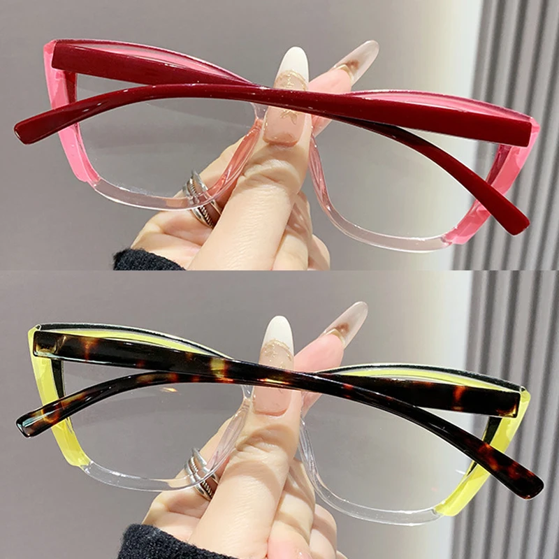 نظارات قراءة عين القطة الملونة للنساء الضوء الأزرق حجب إطار كبير طول النظر الشيخوخي مع الديوبتر + 1.0 إلى + 4.0 #2