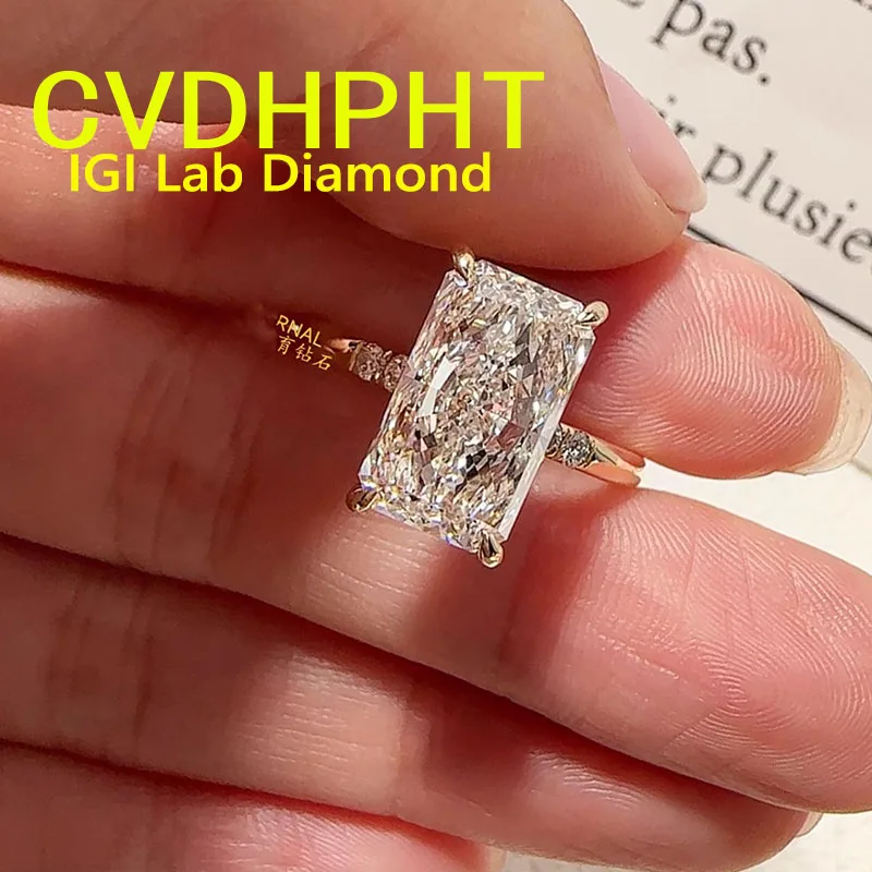 

Solid 18K White gold Ring Lab grown dimaond ring 3Ct IGI Radiant cut D color Wedding engagement ring ﻿Fashion Ring ﻿