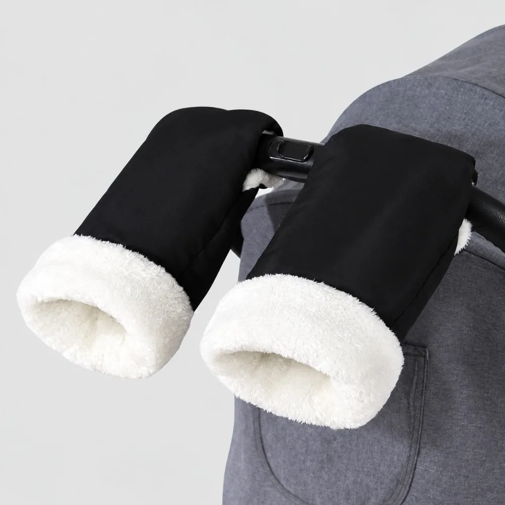 Winter Baby Stroller Gloves Waterproof Thick Fleece Lining Stroller Hand Muff Windproof Anti Freeze Handlebar Hand Warmer