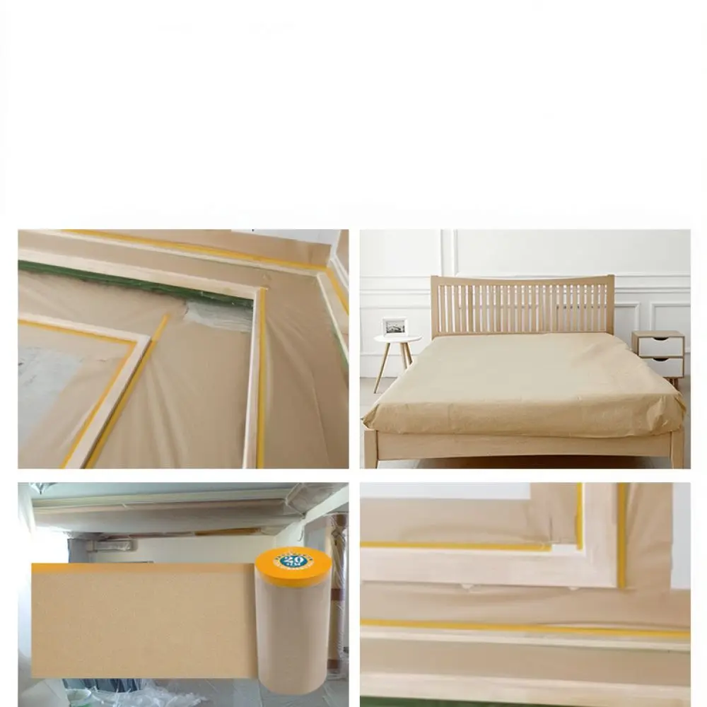 Professional Kraft Masking Paper Tape For Automotive Painting Decoration Anti Dust Protective Film Strong Adhesion Sheet