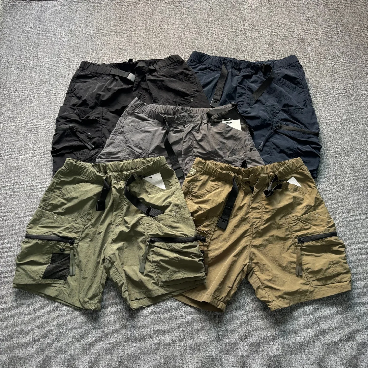 Summer new men's cargo shorts straight casual multi-pocket loose retro quarter pants
