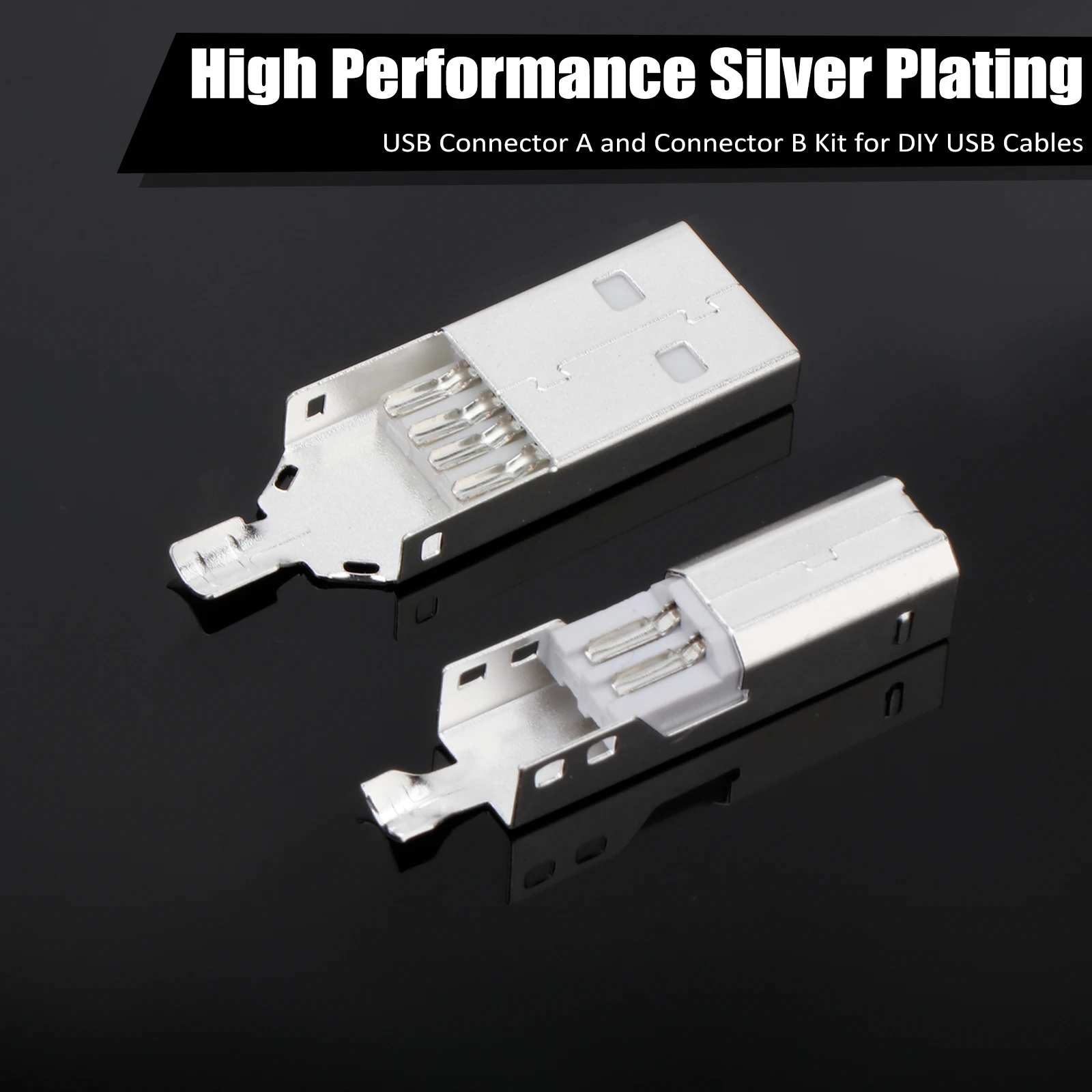 High-end Tellurium Copper Rose Gold Gold/Silver Plated USB Connector Type A-B USB Plug DIY USB Cable soldered Connector Jack