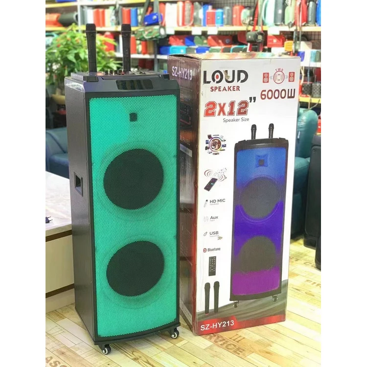 Best Sell High Quality Wireless Colorful Light Speaker Portable Surround Sound Wireless Bass Speakers With 2 Mic