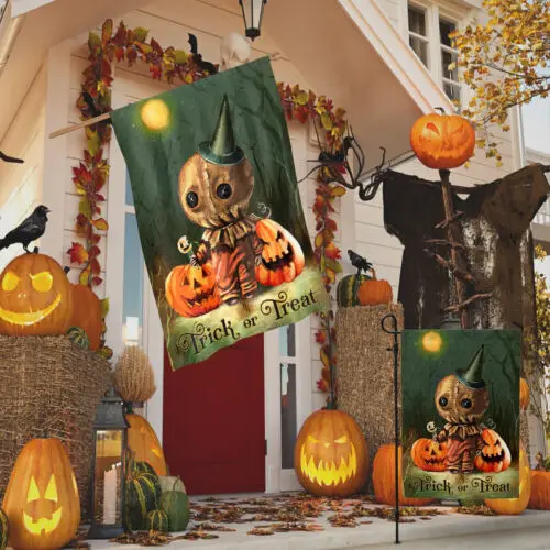 Sam Trick R Treat Halloween Pumpkin Jack-o’-lantern Outdoor Garden Flag view 2