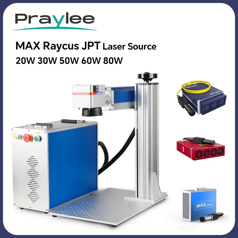 Praylee Laser Marking Machine UV 20W 30W 50W  Fiber Laser Engraver Cutting Metal Wood Jewellery Max Raycus JPT Laser Source