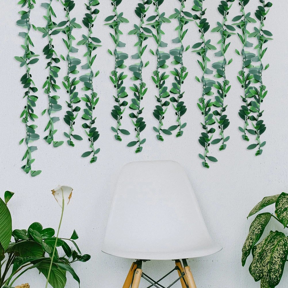 

5pcs Green Leaf Decorative Vines Artificial Vine Garland For Indoor Outdoor Holiday Decoration Simulation Plants Hanging Plant
