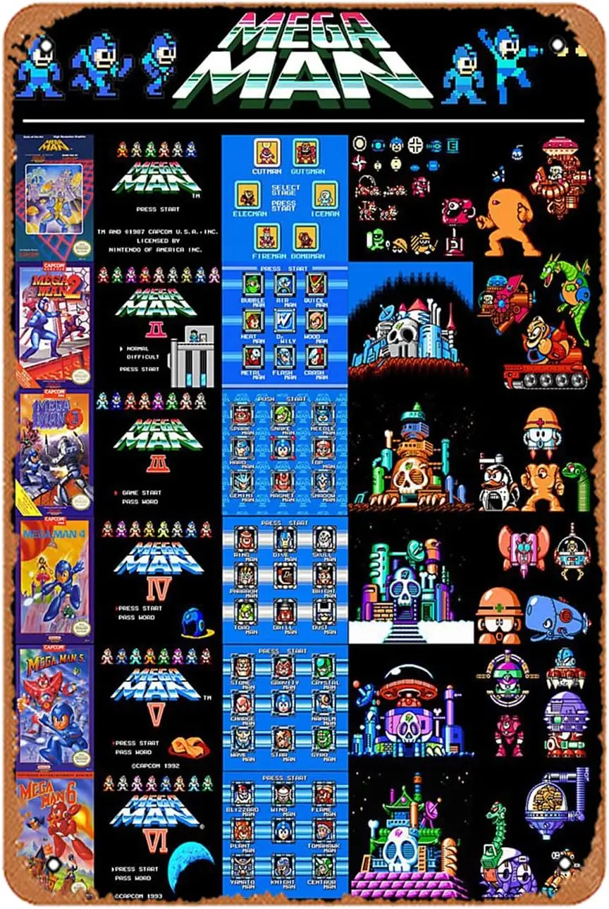 Megaman jogos megaman fundo megaman melhores fotos decoração sinal para casa sinal de metal do vintage placa de metal engraçado estanho sinal