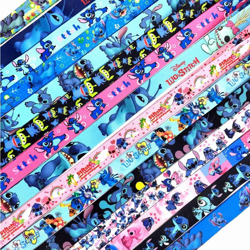 10PCS Cartoon Stitch Mobile Phone Lanyard Keychain For ID Card Gym USB Badge Holder Car Key Neck Wrist Band Anti-lost Strap