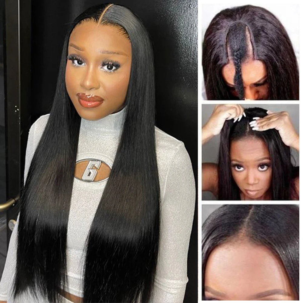 

Alibele 10-30 Inch Virgin Hair Wigs V Part Straight Wigs Human Hair Wigs Straight V U Natural Hair Wigs 100% Human Hair Peruvian