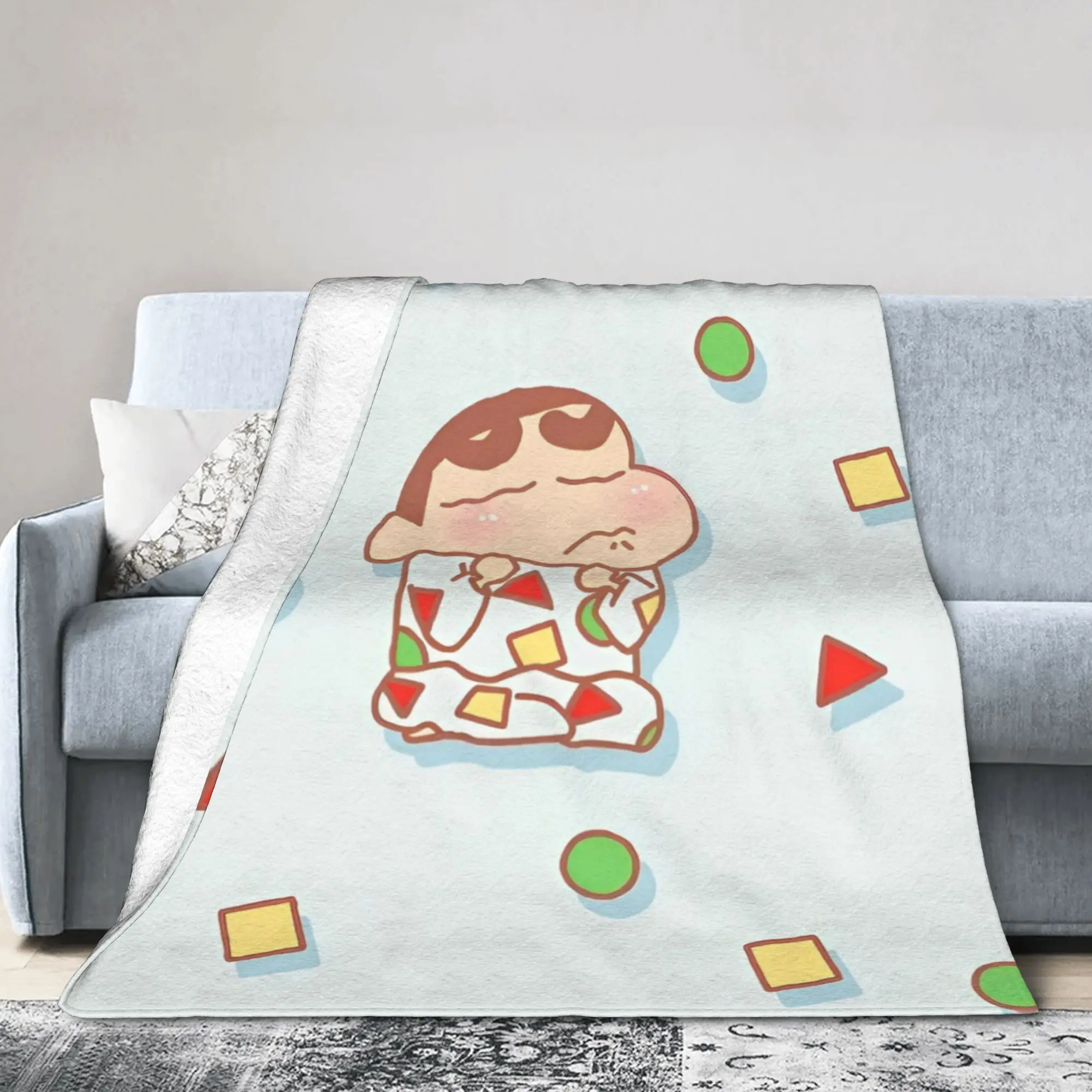Cute Cartoon Shinchans Blankets  Flannel Funny Breathable Throw Blanket for Home Restaurant Textile Decor