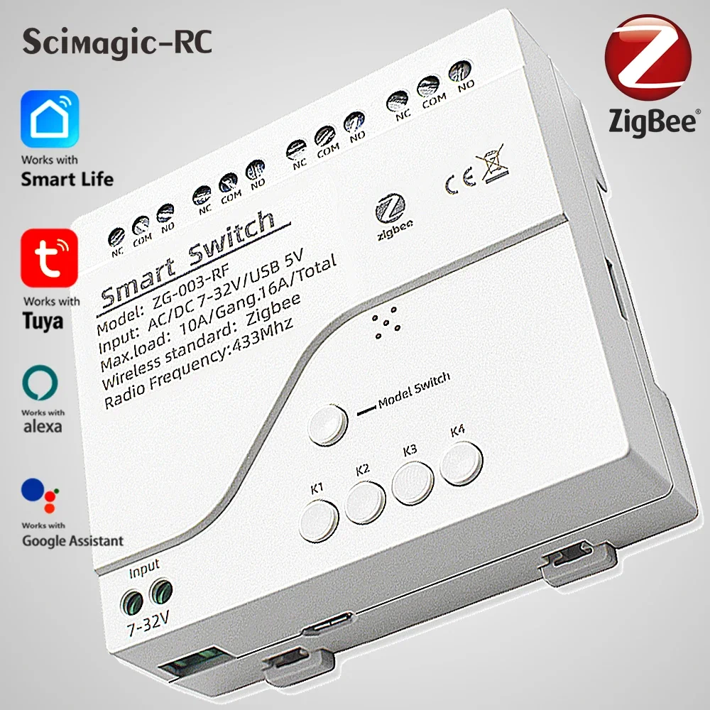 Zigbee 3.0-自動制御モジュール,wifi,220 MHz,RF,1, 2, 4チャネル,7-32V,433.92 V,Tuyaスマートライフスイッチ