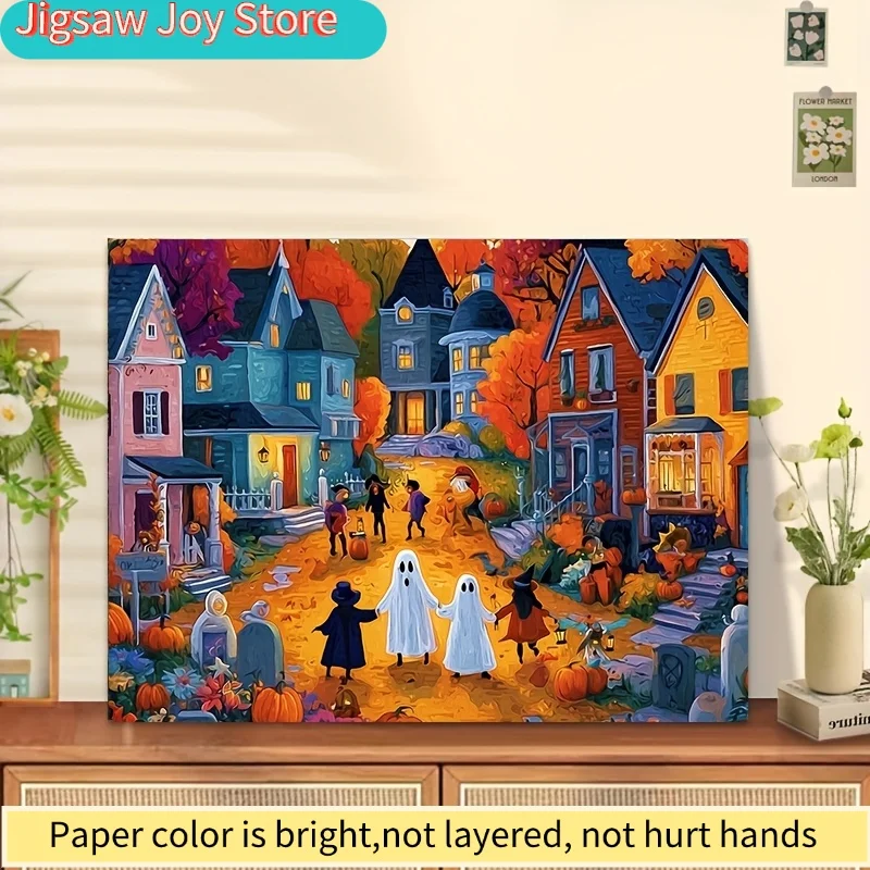 1 Box(500pcs) Puzzles for Adult Monster Gathering in Halloween Autumn Scenery Applied for Party Games & Activities - Vibrant M