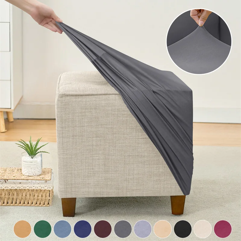 1PC Spandex Stretch Ottoman Stool Cover Footrest Cover Square Folding Storage Covers Removable Footstool Slipcover Pouf Cover
