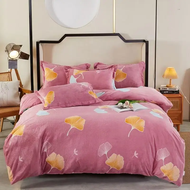 Coral Velvet  Quilt Cover Flannel Winter Keep Warm Fleece Duvet Cover Nordic Home Bedding Textile Fluffy Soft Double Queen King
