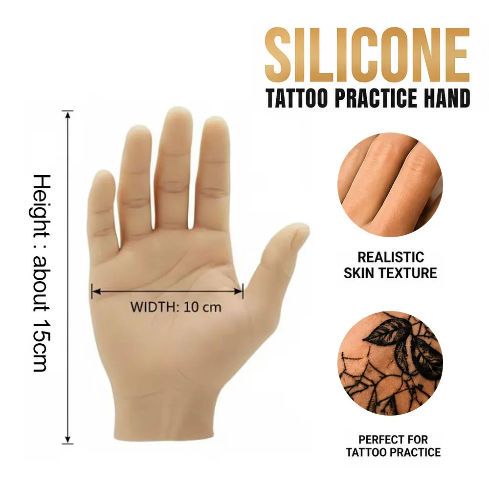 3D Silicone Tattoo Practice Hand Left/Right Tattoo Practice Fake Hand Tattoo Training Hand for Tattoo Artists Beginner Accessory
