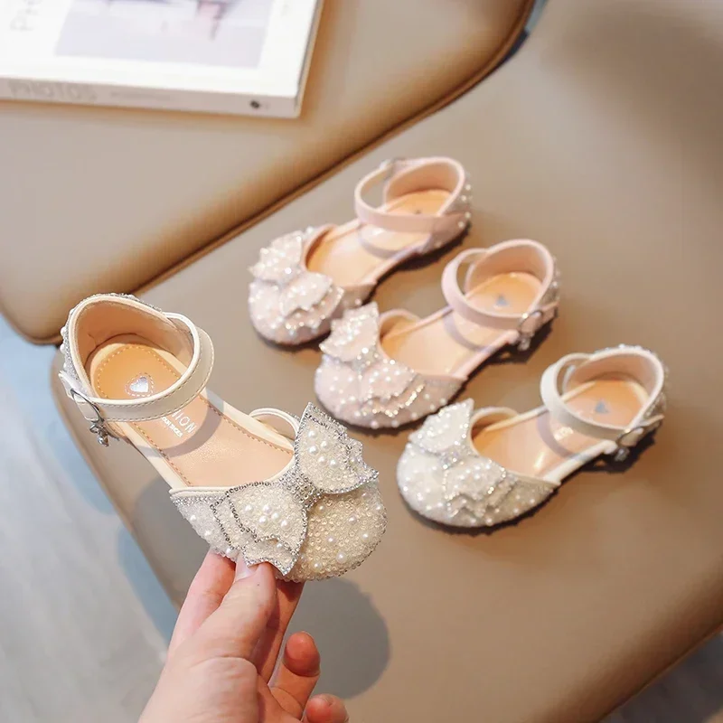 

Summer Girls Flat Princess Sandals Fashion Sequins Bow Rhinestone Baby Shoes Kids Shoes For Party Wedding Party Sandals