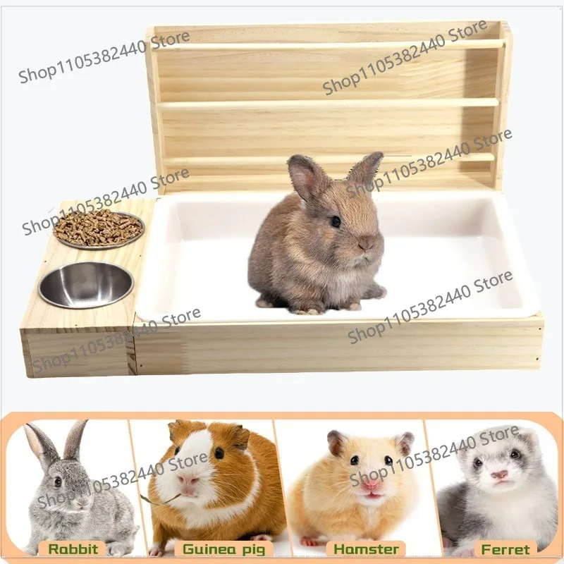 Wooden Hay Feeder & Pet House, Detachable Hamster Cage Accessory, Small Animal Feeding Rack for Quail and Birds