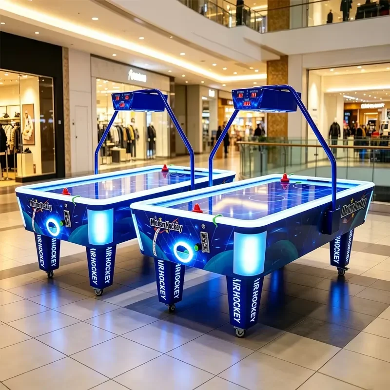 Interactive Meteor Ball Hockey Emulator Two Person Air Hockey Table Coin Toss Type Acrylic Metal Material 110V 220V