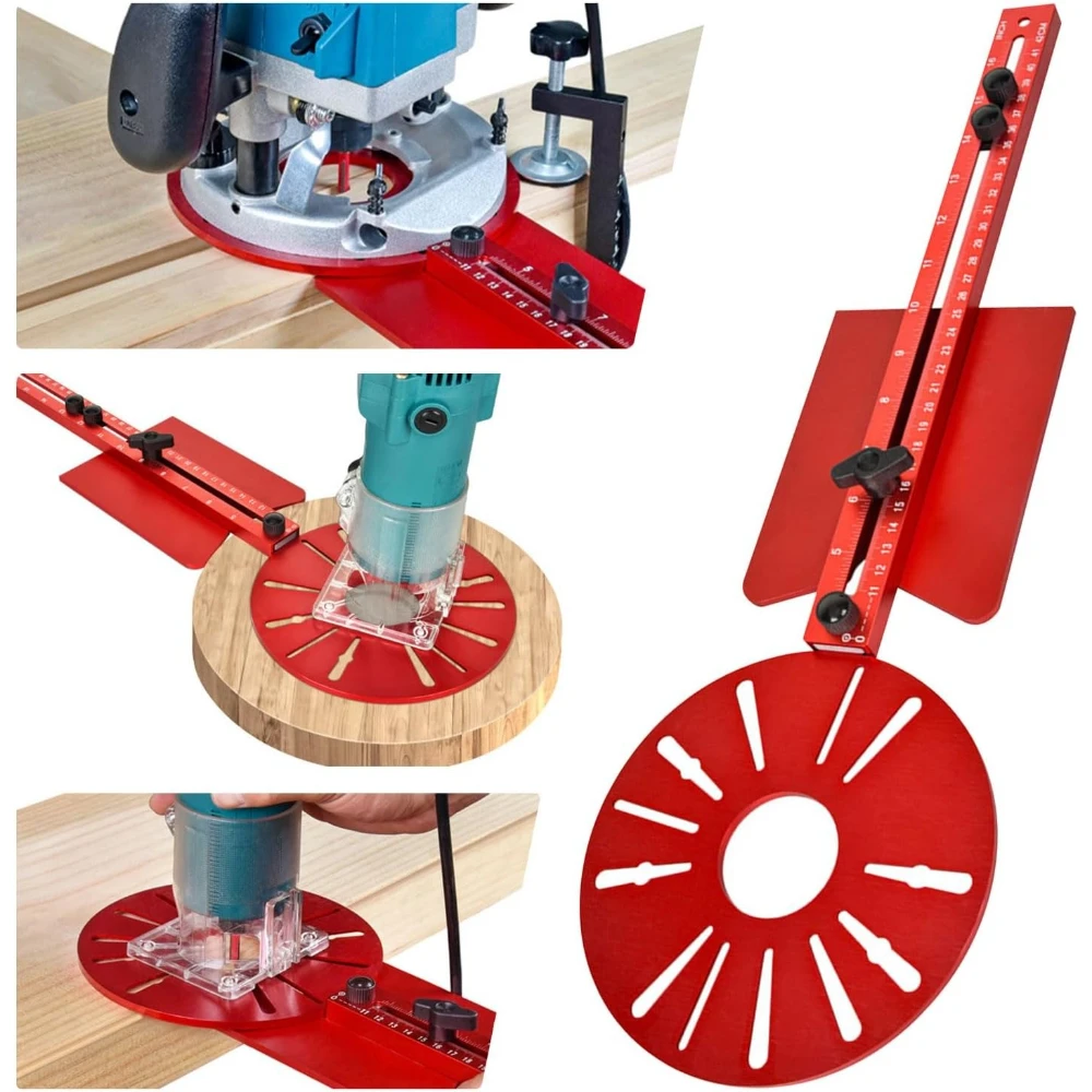 

5 in 1 Router Circle Cutting Jig Milling Groove Bracket for Straight or Cylindrical Edges Guide for Woodworking Edging Projects