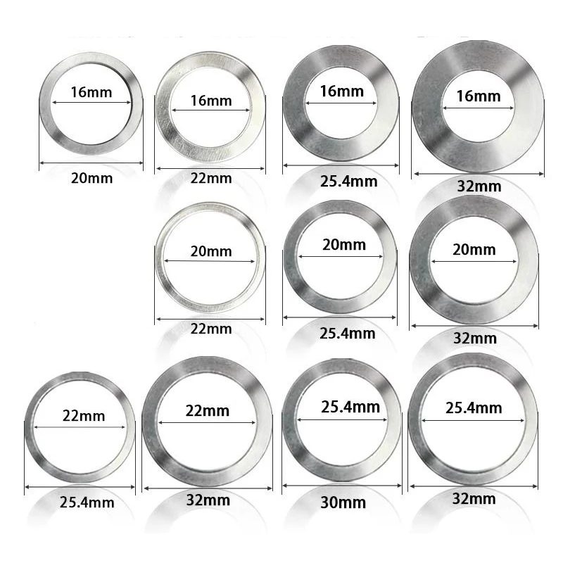 

1Set 10 Pcs Saw Blade Variable Diameter Ring 16 Turn 20/22/25.4/32mm wWasher Inner Hole Adapter Ring