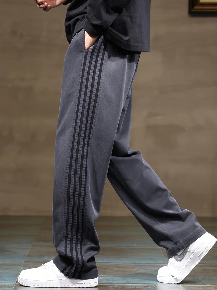 

Мужские прямые брюки Fce на подкладке Spor, свободные брюки большого размера, осенне-зимние повседневные брюки с эластичной резинкой на талии