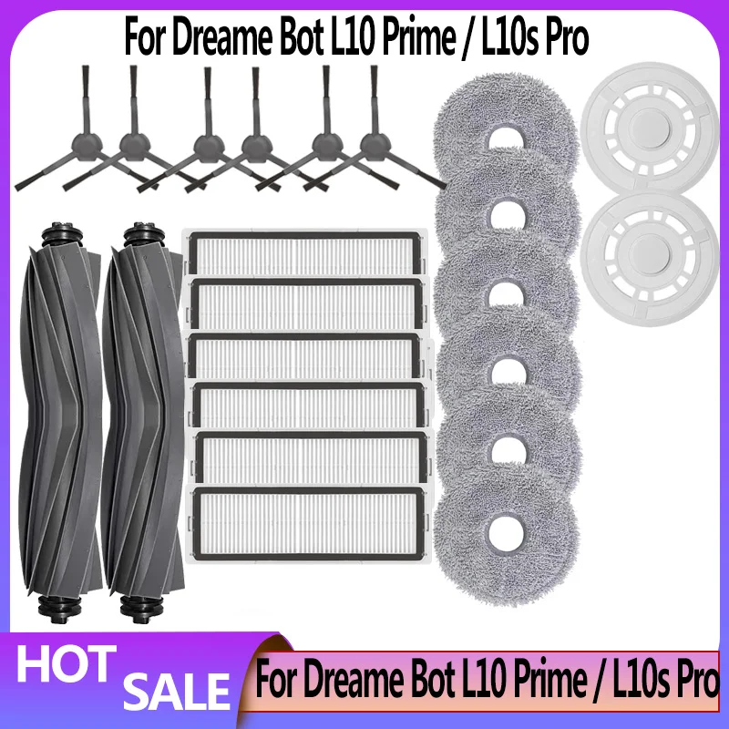 Accessories For Dreame Bot L10 Pro/ L10 Prime / L10s Pro Replacement Main Side Brush Hepa Filter Mop Cloth Spare Parts